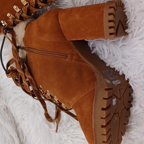 New w/o box Gianni Bini Sight-See Suede Shearling Hiker Platform Booties 9.5 NEW - Picture 9 of 13